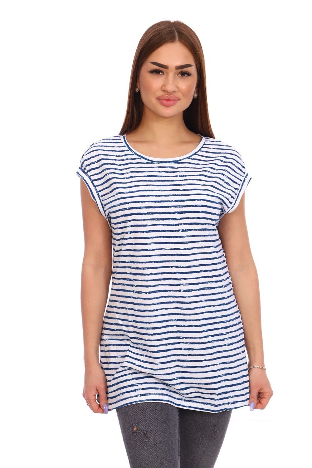 Фото товара 20622, удлиненная полосатая футболка